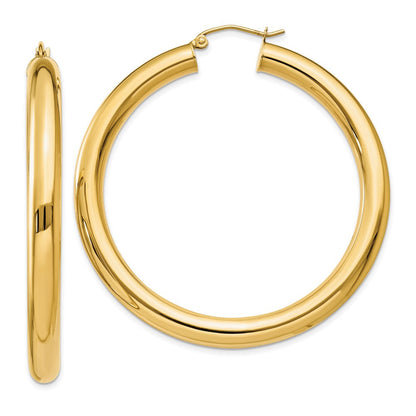 14K Gelbgold Poliert 5mm Röhre Creolen