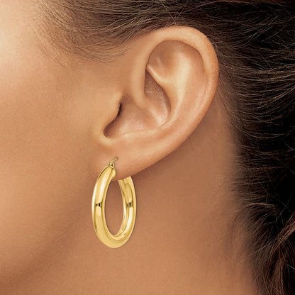 14K Gelbgold Poliert 5mm Leicht Creolen
