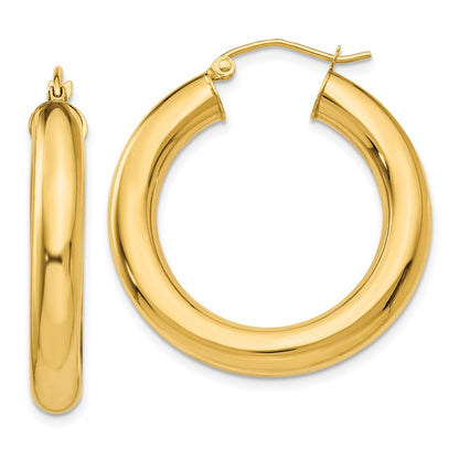 14K Gelbgold Poliert 5mm Leicht Creolen
