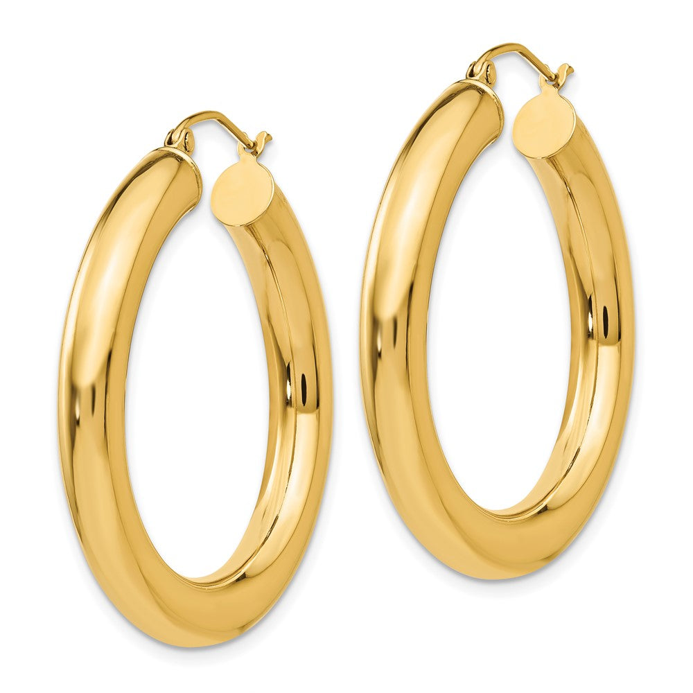 14K Gelbgold Poliert 5mm Röhre Creolen