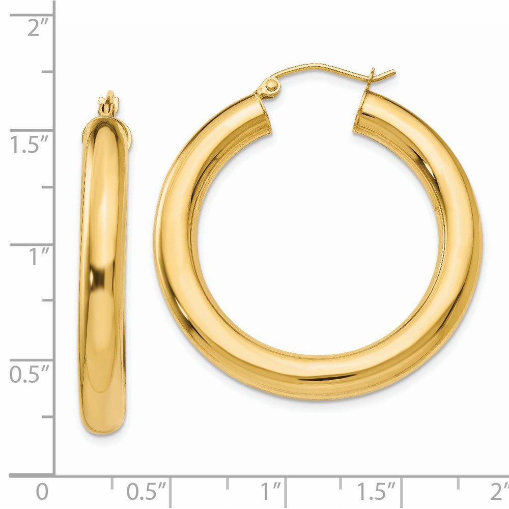 14K Gelbgold Poliert 5mm Röhre Creolen