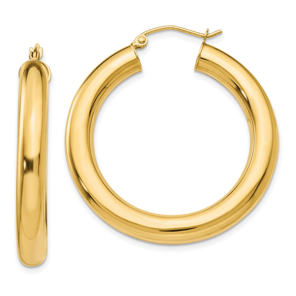 14K Gelbgold Poliert 5mm Röhre Creolen