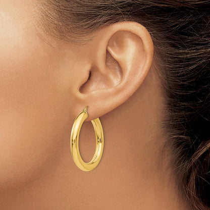 14K Gelbgold Poliert 5mm Leicht Creolen