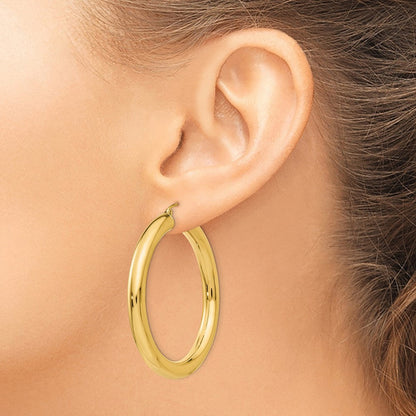 14K Gelbgold Poliert 5mm Röhre Creolen