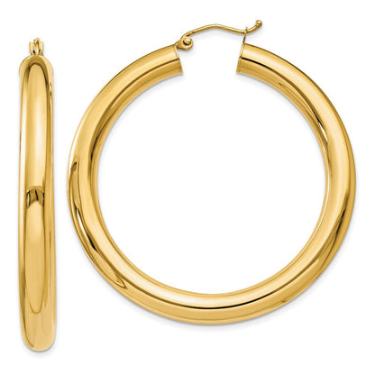 14K Gelbgold Poliert 5mm Röhre Creolen