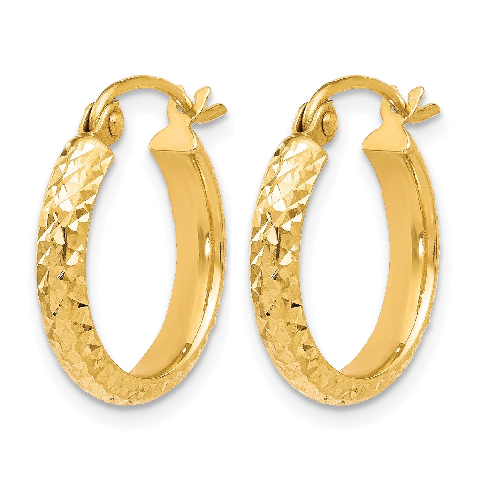 10K Gelbgold Diamantiert Klappbar Creolen