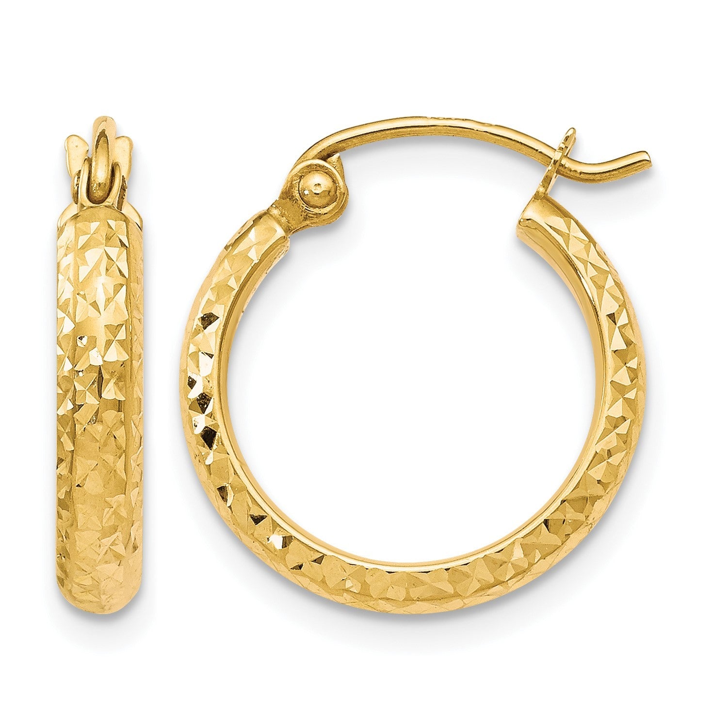 10K Gelbgold Diamantiert Klappbar Creolen