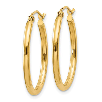 14K Gelbgold Oval Poliert Creole Ohrring