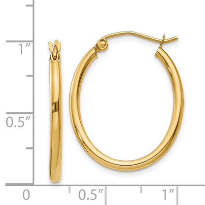 14K Gelbgold Oval Poliert Creole Ohrring