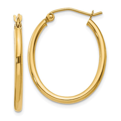 14K Gelbgold Oval Poliert Creole Ohrring