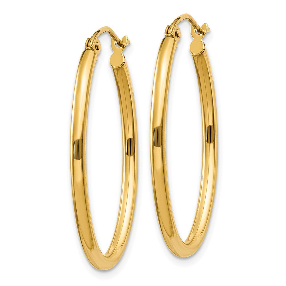 14K Gelbgold Oval Poliert Creole Ohrring