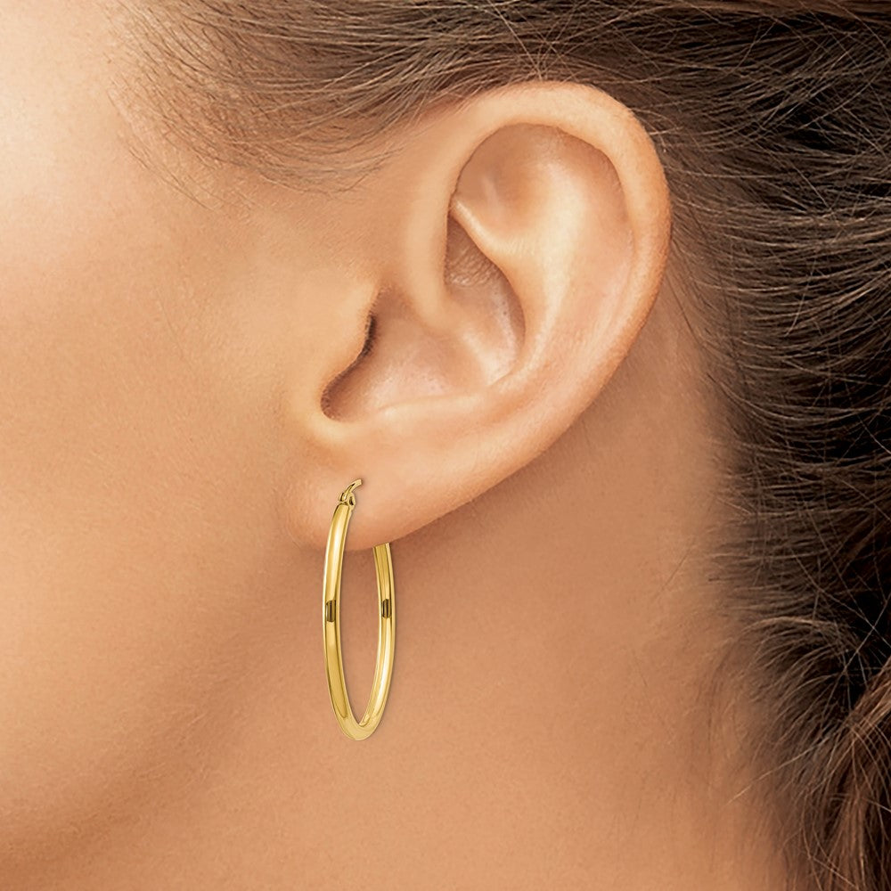 14K Gelbgold Oval Poliert Creole Ohrring