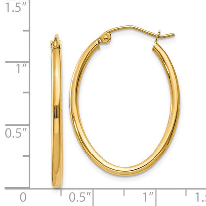 14K Gelbgold Oval Poliert Creole Ohrring