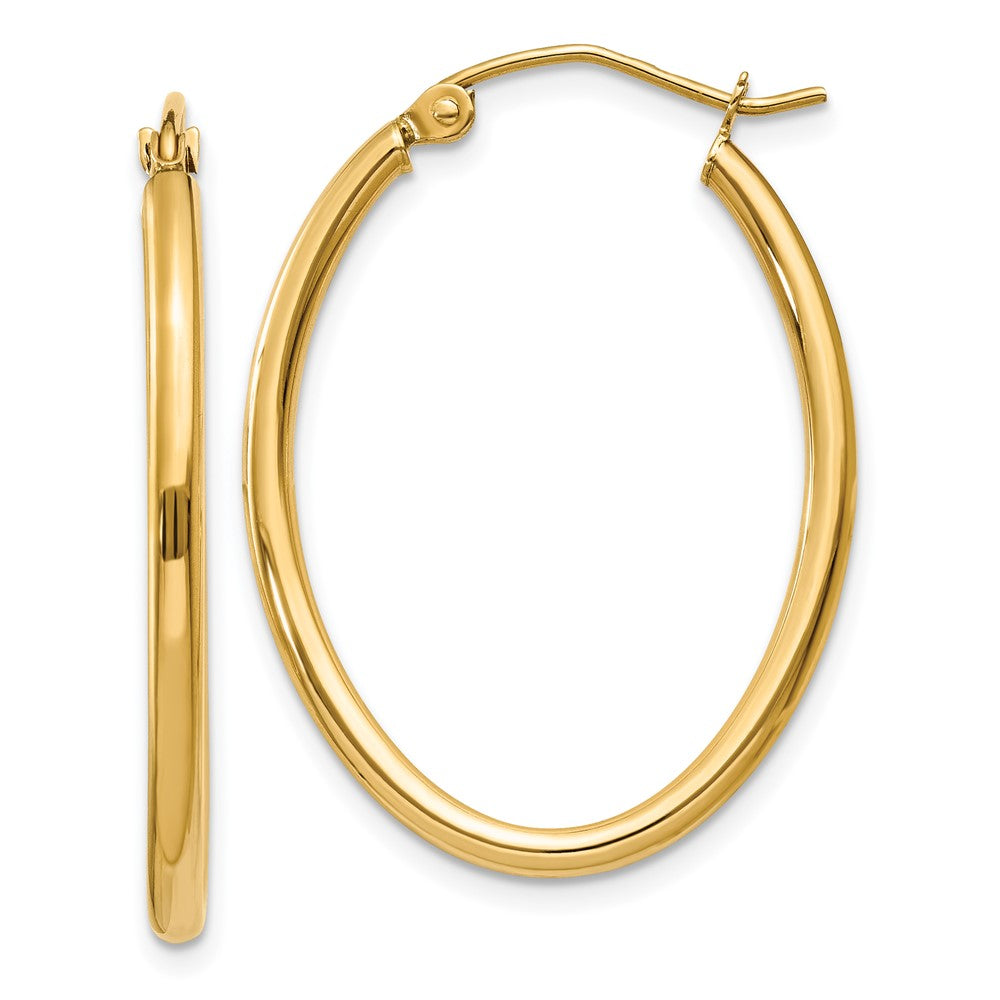 14K Gelbgold Oval Poliert Creole Ohrring