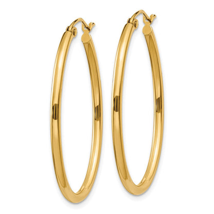 14K Gelbgold Oval Poliert Creole Ohrring