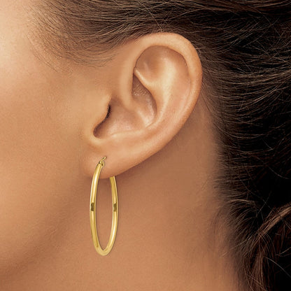 14K Gelbgold Oval Poliert Creole Ohrring