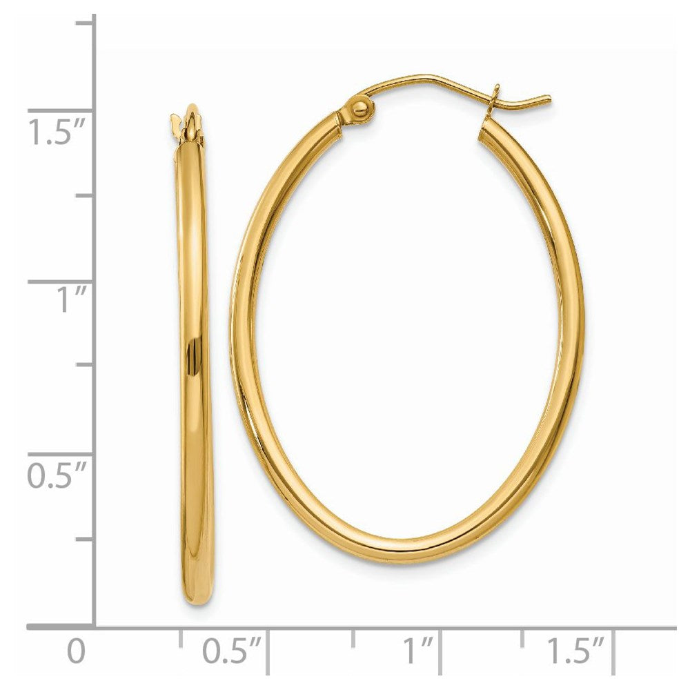 14K Gelbgold Oval Poliert Creole Ohrring