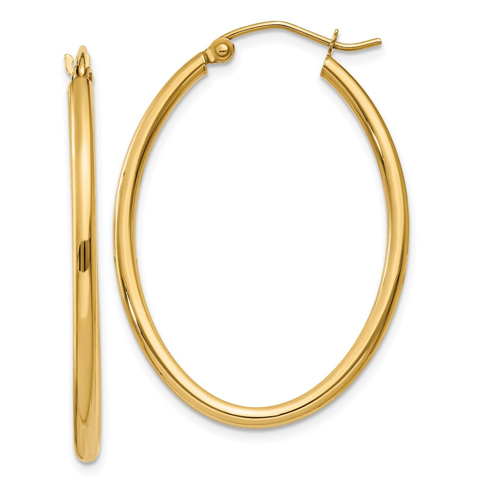 14K Gelbgold Oval Poliert Creole Ohrring