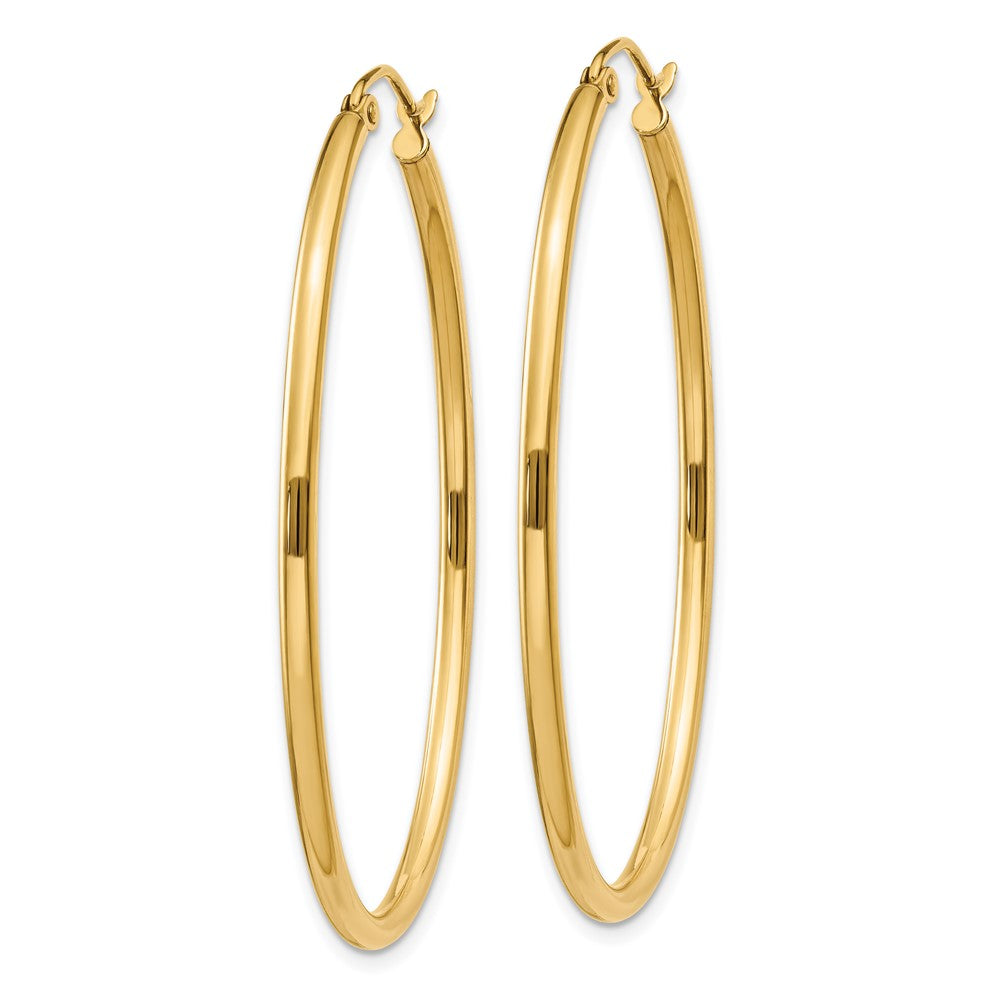 14K Gelbgold Oval Poliert Creole Ohrring