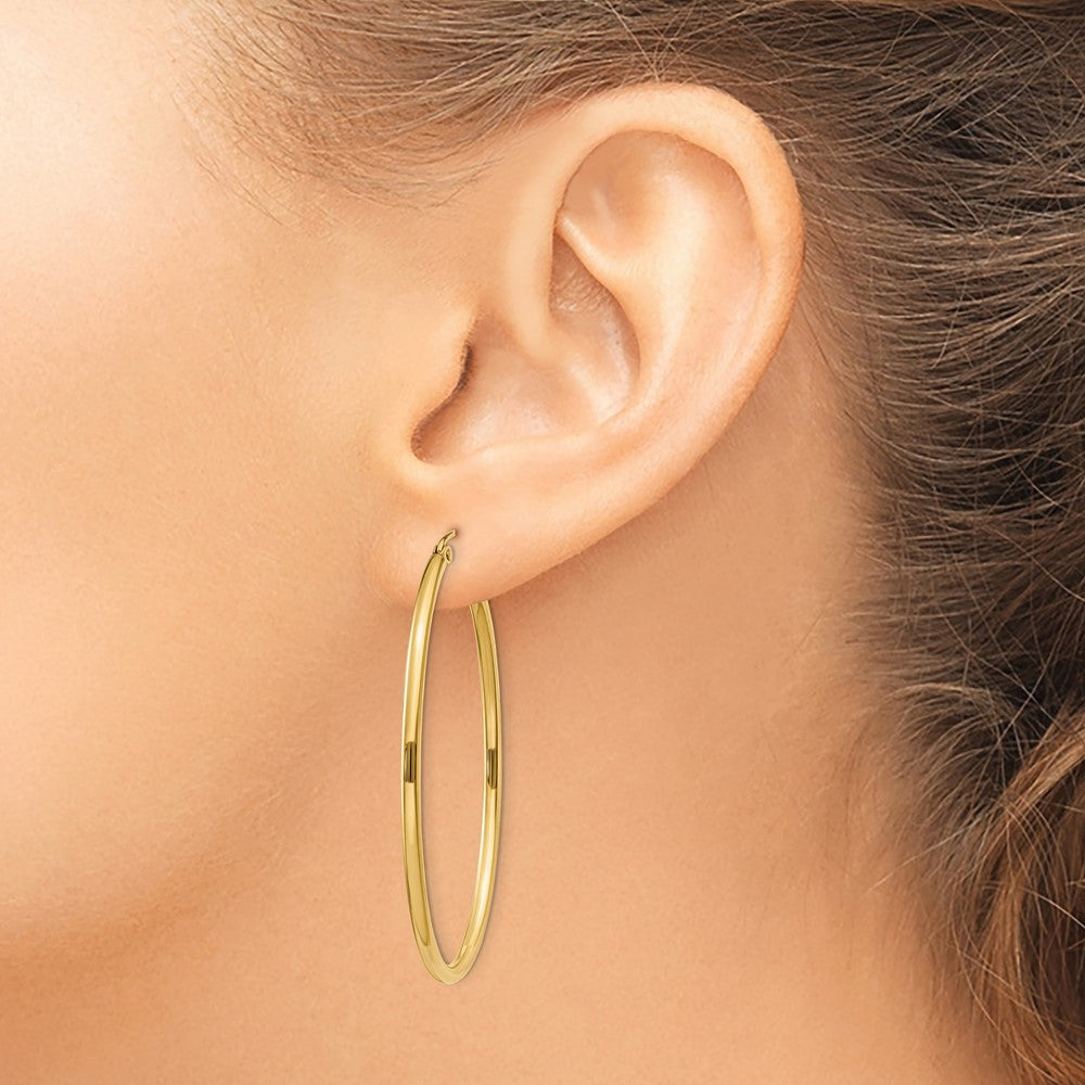 14K Gelbgold Oval Poliert Creole Ohrring