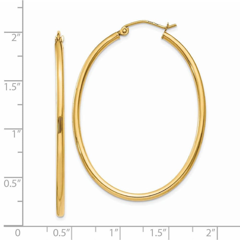 14K Gelbgold Oval Poliert Creole Ohrring