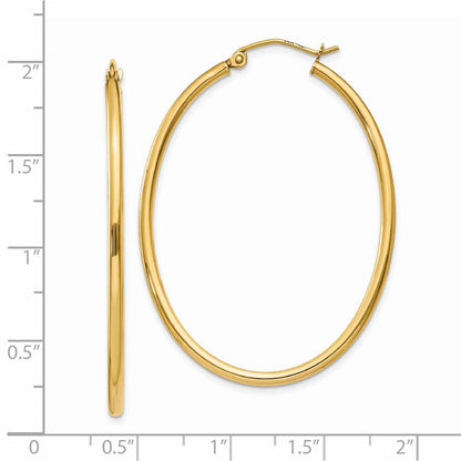 14K Gelbgold Oval Poliert Creole Ohrring