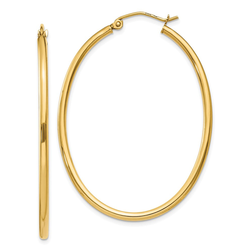 14K Gelbgold Oval Poliert Creole Ohrring