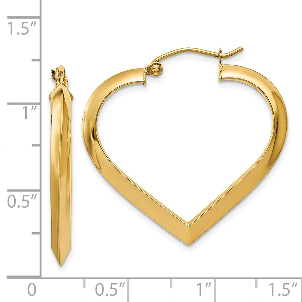 14K Gelbgold Poliert Herz Creole Ohrring