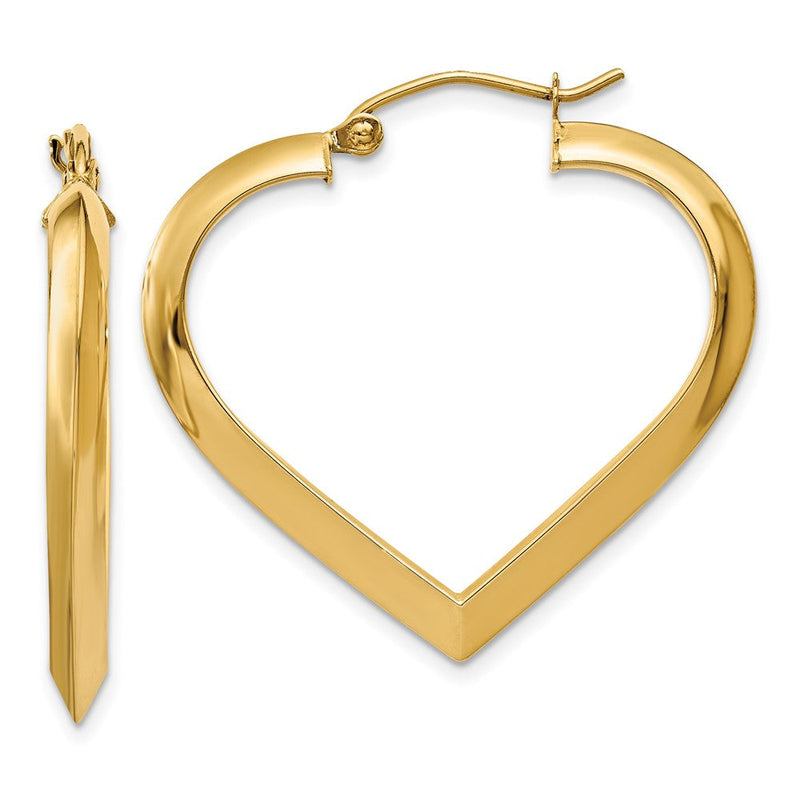 14K Gelbgold Poliert Herz Creole Ohrring