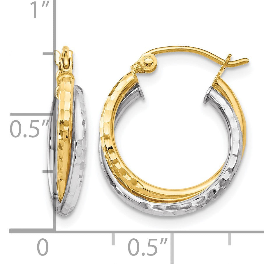 10K Bicolor Diamantiert Klappbar Creolen