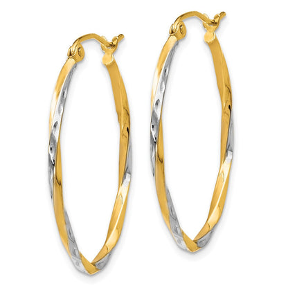10K Gelb mit Rhodium Oval Klappbar Creolen