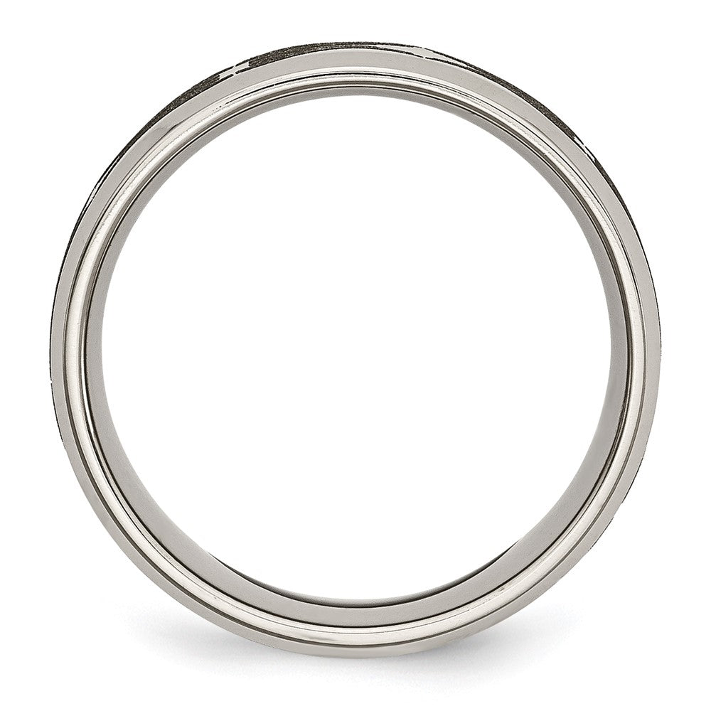 Titan Gebürstet & Poliert Lasergraviert Design 8mm Abgeschrägt Kante Ring (size 12.5 Nur)