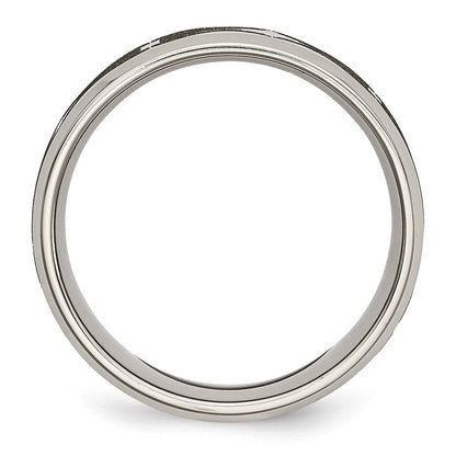 Titan Gebürstet & Poliert Lasergraviert Design 8mm Abgeschrägt Kante Ring (size 12.5 Nur)