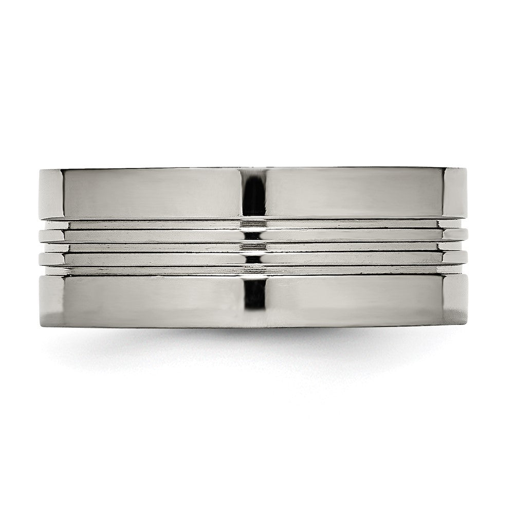 Titan Poliert 9mm Gerillt Ring