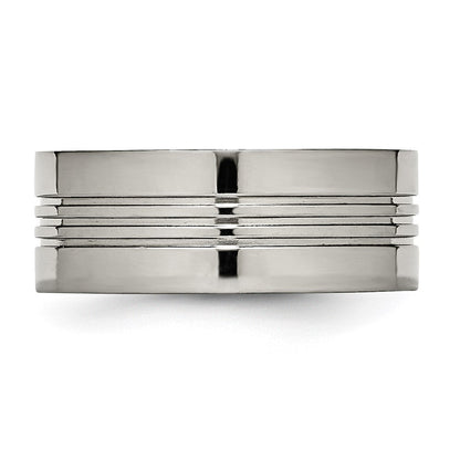 Titan Poliert 9mm Gerillt Ring
