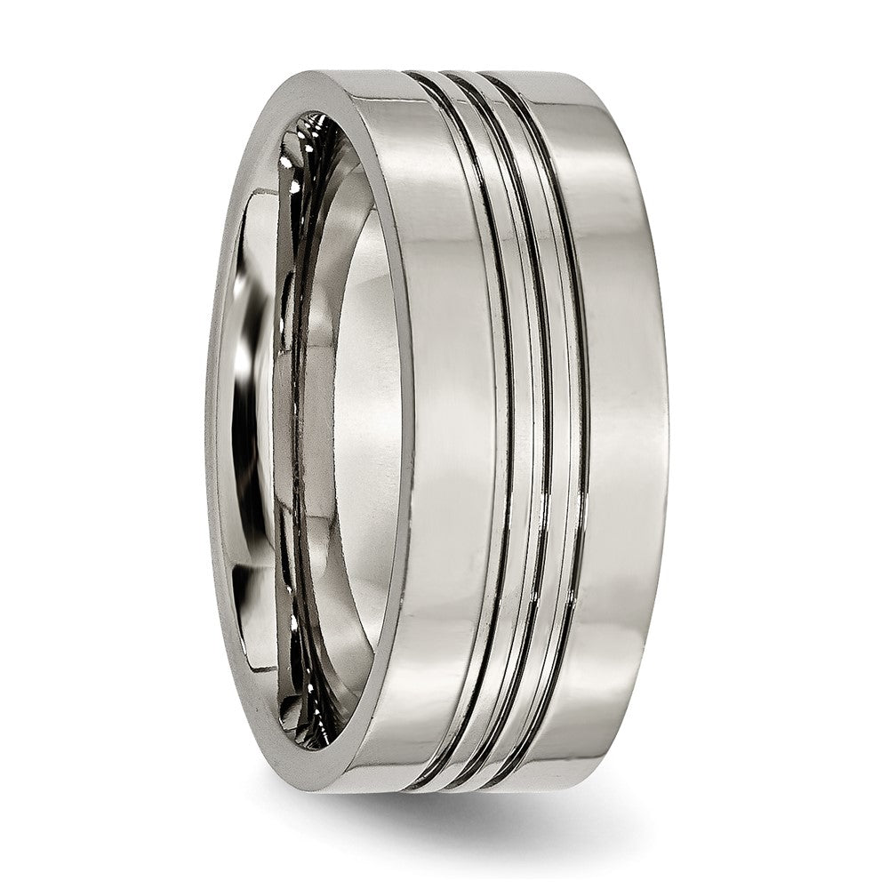 Titan Poliert 9mm Gerillt Ring
