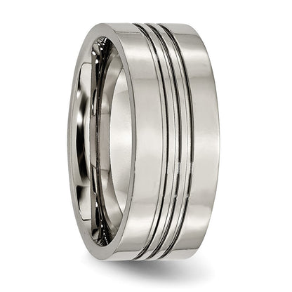 Titan Poliert 9mm Gerillt Ring