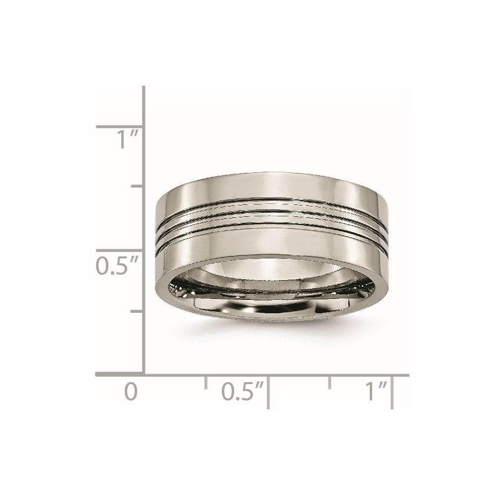 Titan Poliert 9mm Gerillt Ring