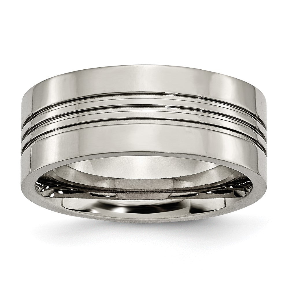 Titan Poliert 9mm Gerillt Ring