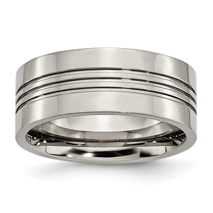 Titan Poliert 9mm Gerillt Ring