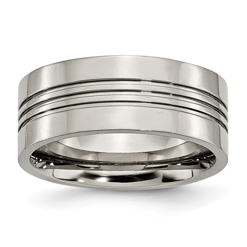 Titan Poliert 9mm Gerillt Ring