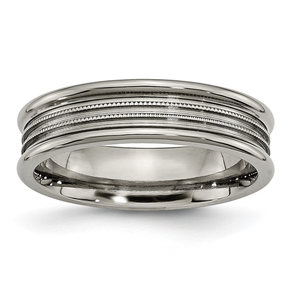 Titan Gerillt und Gekugelt 6mm Poliert Ring