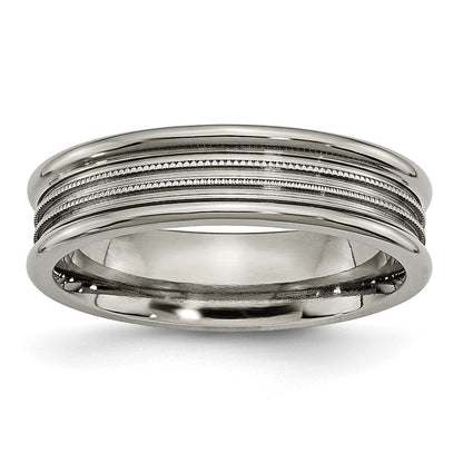 Titan Gerillt und Gekugelt 6mm Poliert Ring