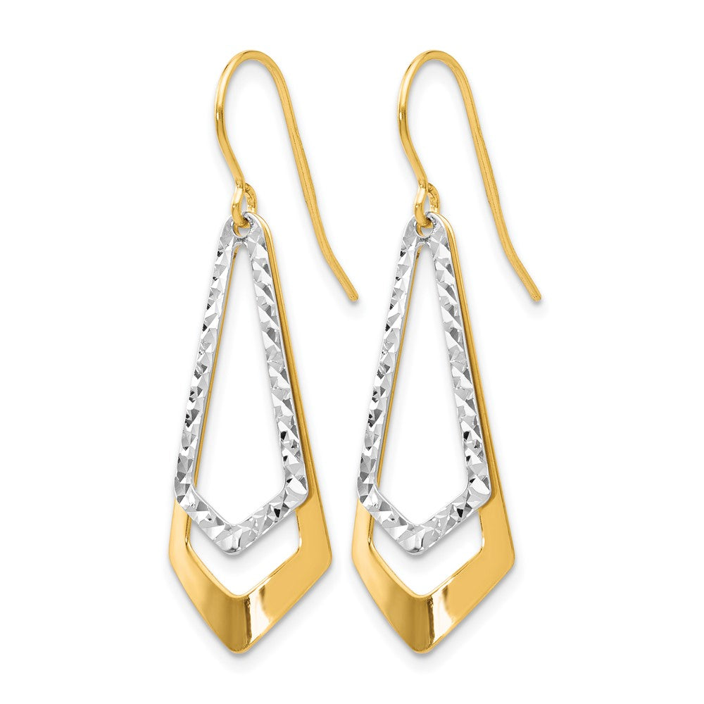 10K Bicolor Diamantiert Hirte Haken Ohrhänger