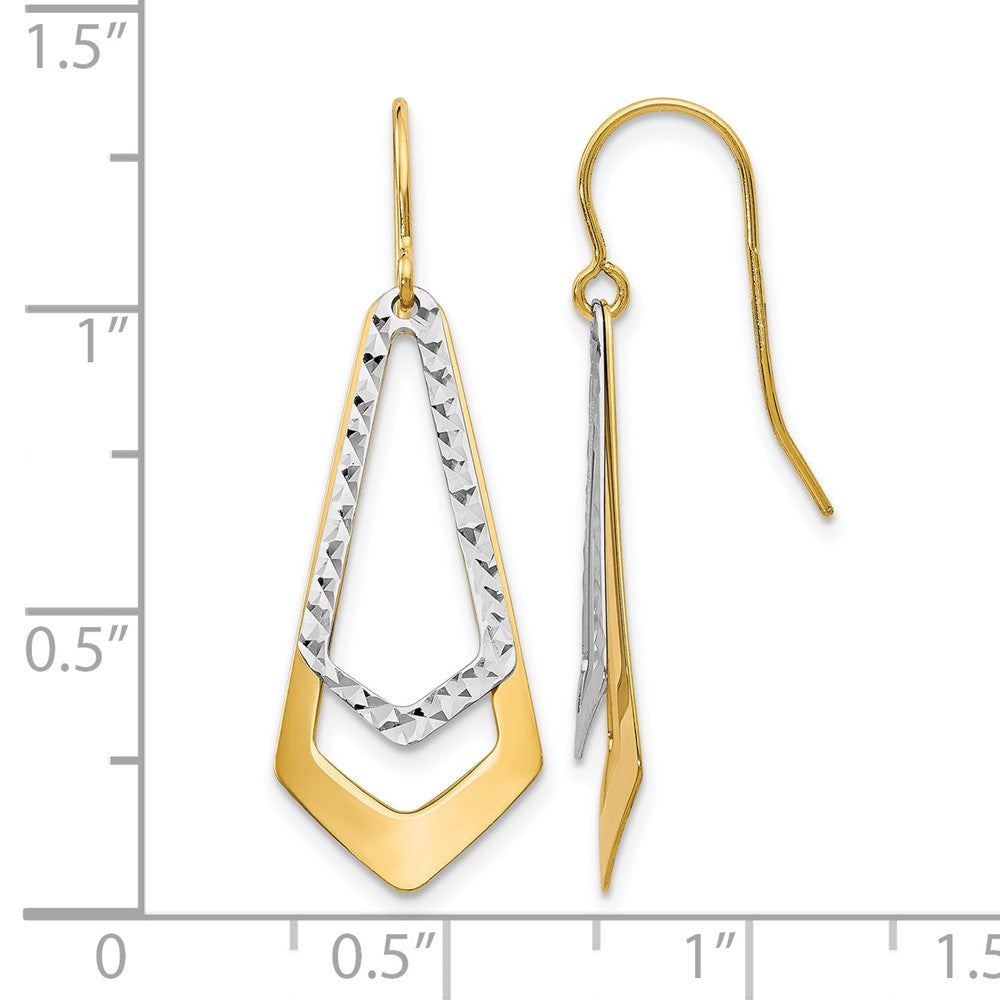 10K Bicolor Diamantiert Hirte Haken Ohrhänger