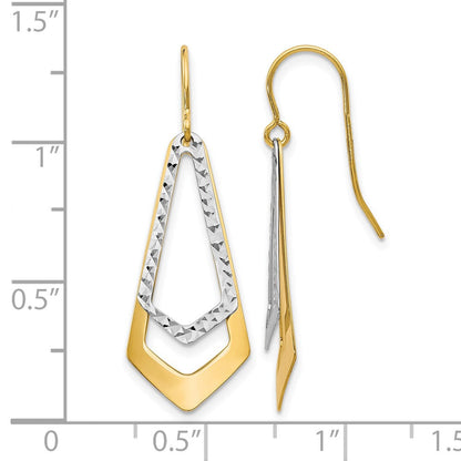 10K Bicolor Diamantiert Hirte Haken Ohrhänger
