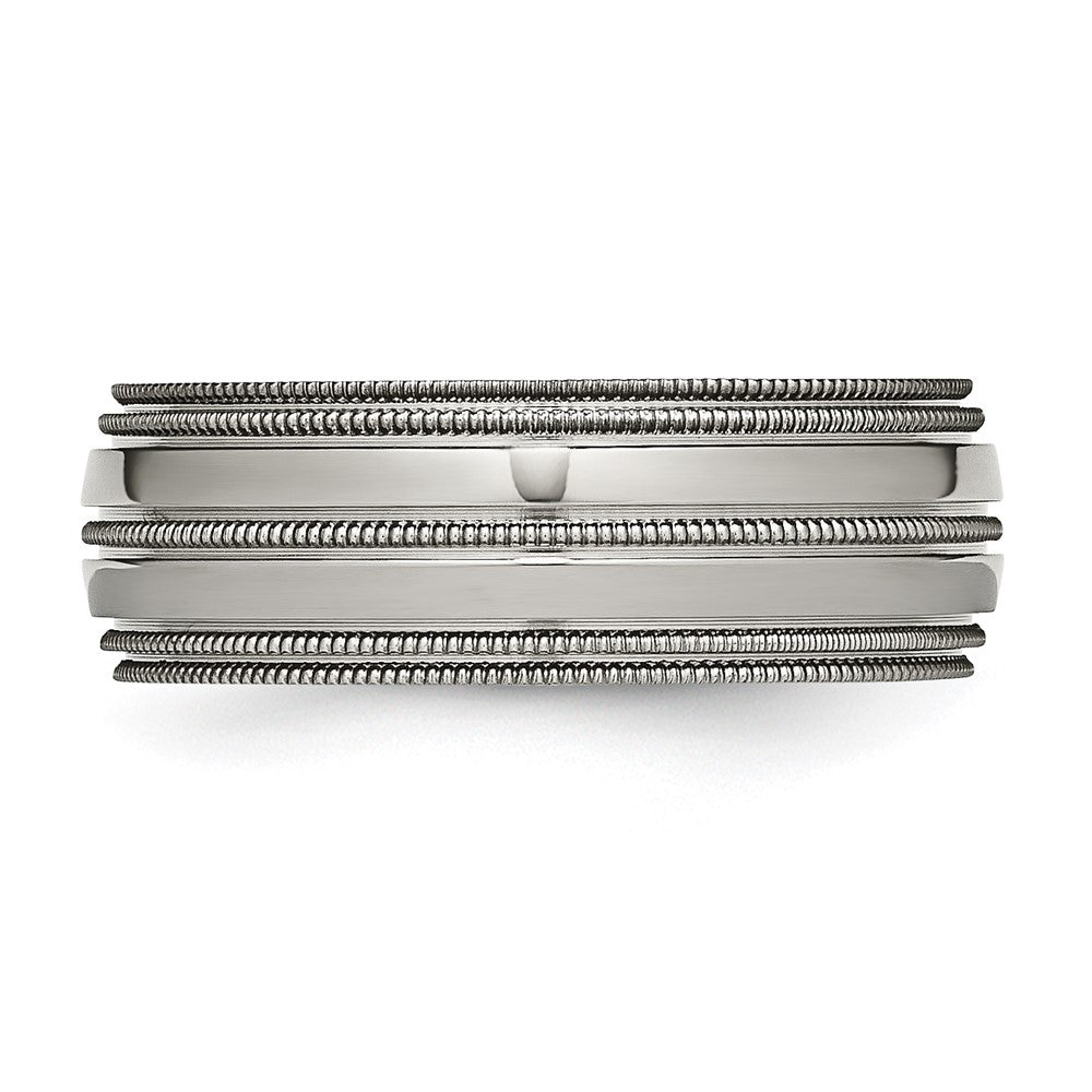 Titan Gerillt und Gekugelt Kante 8mm Poliert Ring