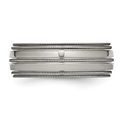 Titan Gerillt und Gekugelt Kante 8mm Poliert Ring