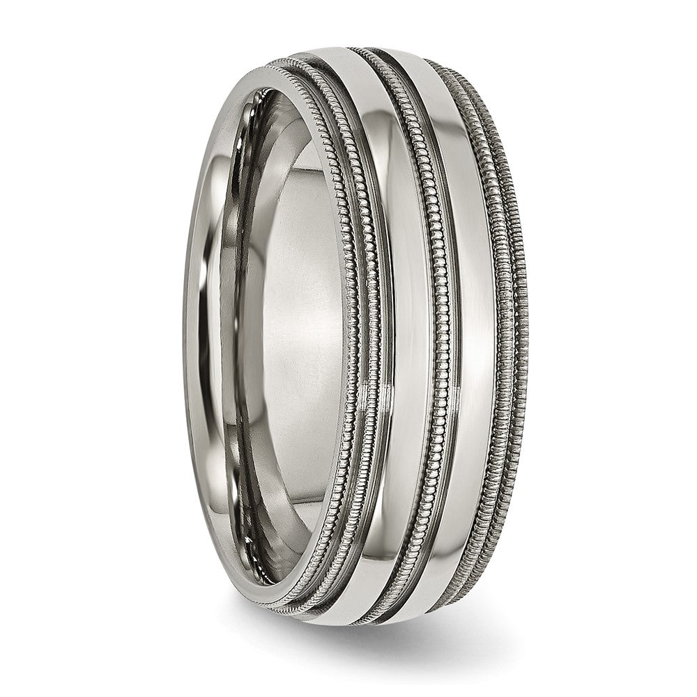 Titan Gerillt und Gekugelt Kante 8mm Poliert Ring