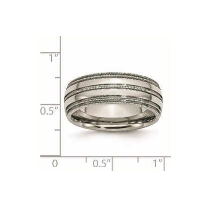 Titan Gerillt und Gekugelt Kante 8mm Poliert Ring